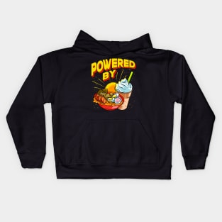 Powered By Ramen & Bubble Tea Anime Kawaii Boba Kids Hoodie